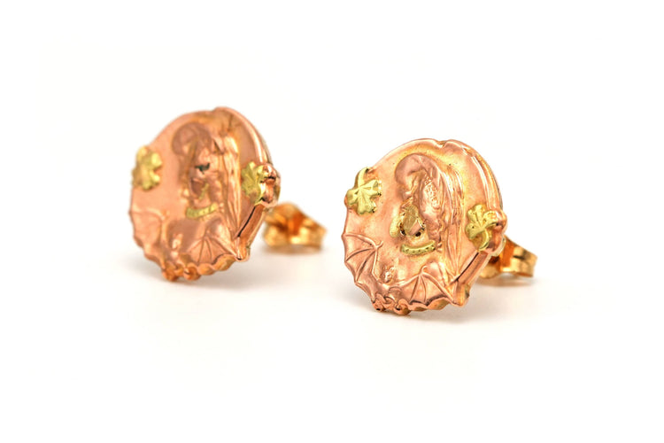 Boucles d'oreilles Boucles d'oreilles Art Nouveau en or jaune 58 Facettes 22959