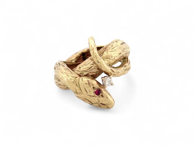 Bague 45 bague ATELIER VM angelo serpent t45 en or jaune 9k rubis diamant 58 Facettes 269544