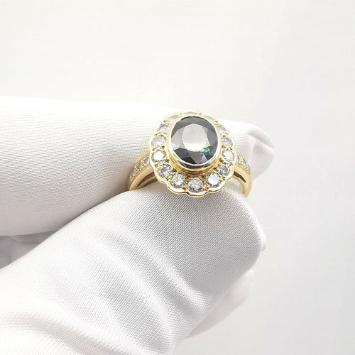 Bague 56 Bague pompadour saphir et diamants 58 Facettes