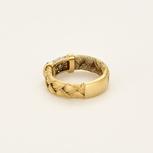 Bague 58 Bague tressée en or jaune, diamants et saphirs 58 Facettes MLJ0386