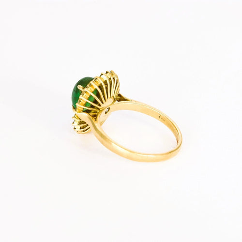 Bague 56 Bague marguerite émeraude diamants en or jaune 58 Facettes