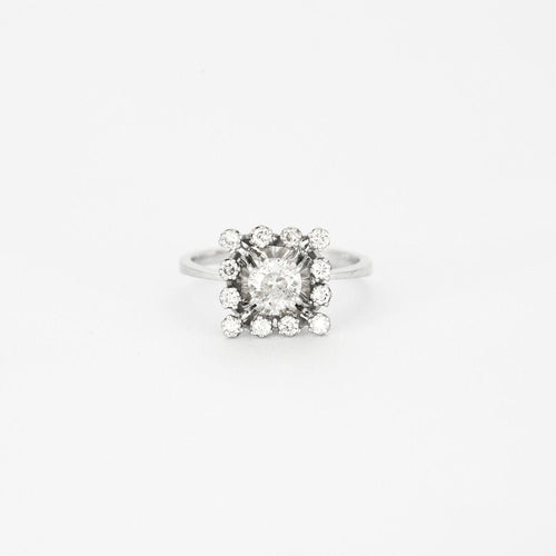 Bague vintage, diamants, or gris