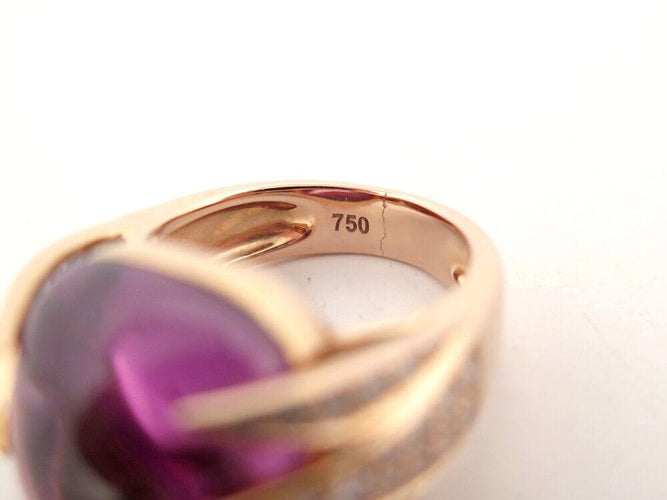 Bague 52 bague en or rose 18k 14gr t52 cabochon amethyste sertie 46 diamants 0.75 ct 58 Facettes 264003