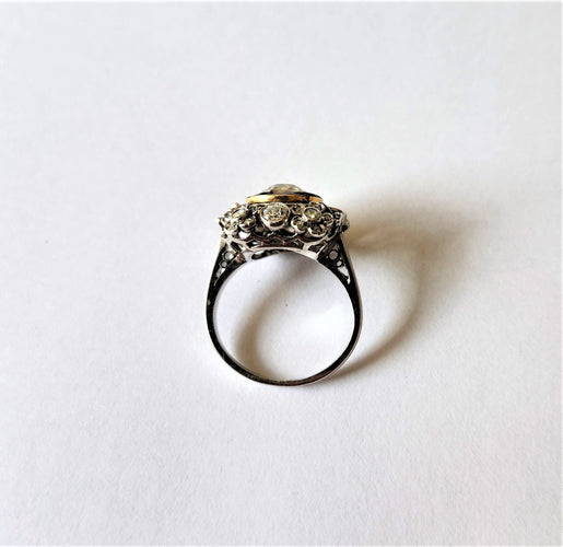 Bague 53 Bague or blanc 18k et Diamants anciens 58 Facettes