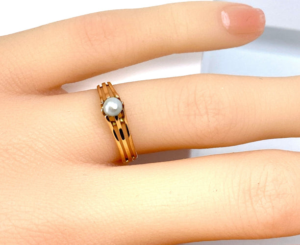 Bague 49 Bague en or rose perle fine vers 1900 58 Facettes AB663