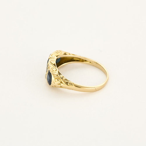 Bague 54 Bague jarretière en or jaune, saphir et roses diamantées 58 Facettes ARR2066