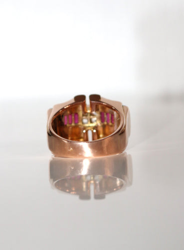 Bague 57 Bague Rétro Rubis Diamants 58 Facettes 543