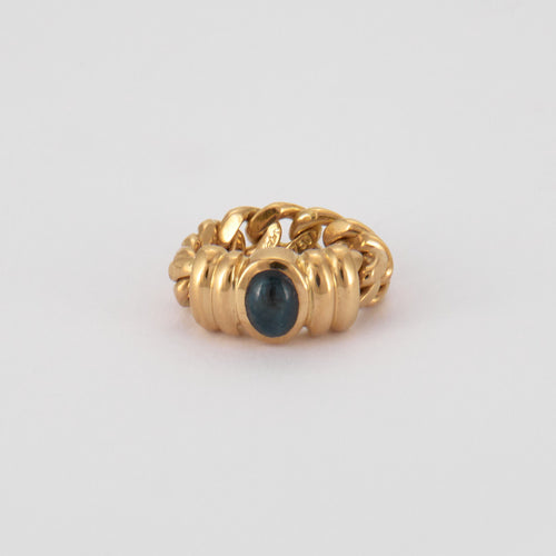 Bague 46.5 Bague "chaîne" or jaune et saphir 58 Facettes