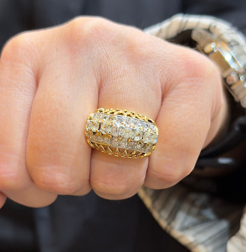 Bague 54 Bague ancienne jarretière en or jaune 18 carats et diamants taille ancienne 58 Facettes