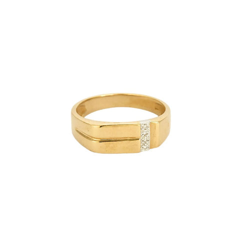 Bague 63 Bague chevalière en or jaune et diamants 58 Facettes SEN2328