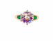 Bague 52 Solitaire ancien or jaune et platine, diamant et émeraudes 58 Facettes