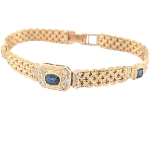 Bracelet Bracelet Art déco en or jaune diamants et saphirs 58 Facettes 31194