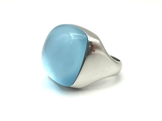 Bague ROBERTO COIN. Bague or blanc 18K et topaze bleue 58 Facettes