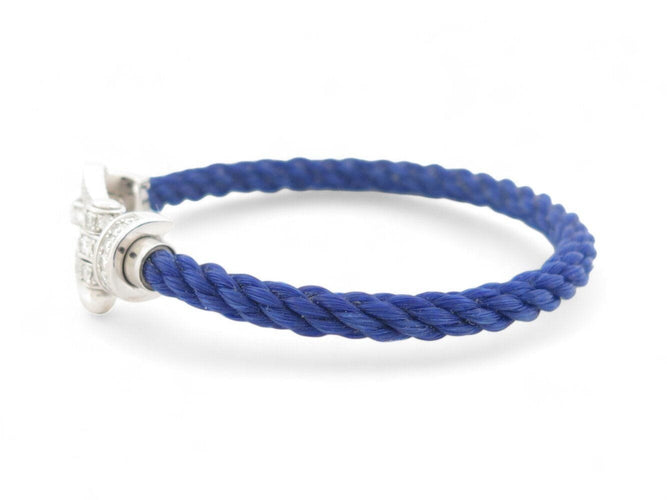 Bracelet bracelet FRED force 10 gm ob0050 t15 or blanc 18k diamants 0.9ct 2 cables 58 Facettes 269619