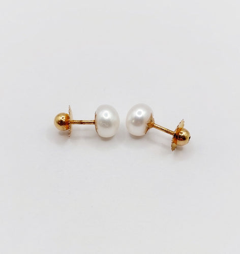 Boucles d'oreilles Puces d'oreilles or rose, perle de culture (circa 1900) 58 Facettes A05944