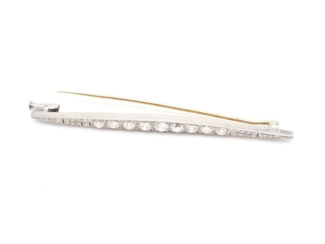Broche Broche barrette or jaune, platine et diamants 58 Facettes