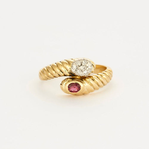 Bague 52.5 Bague Toi & Moi or jaune rubis et diamants 58 Facettes