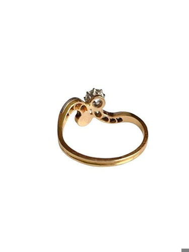 Bague 56 Bague Belle Epoque Toi & Moi en or jaune 18k et platine 58 Facettes