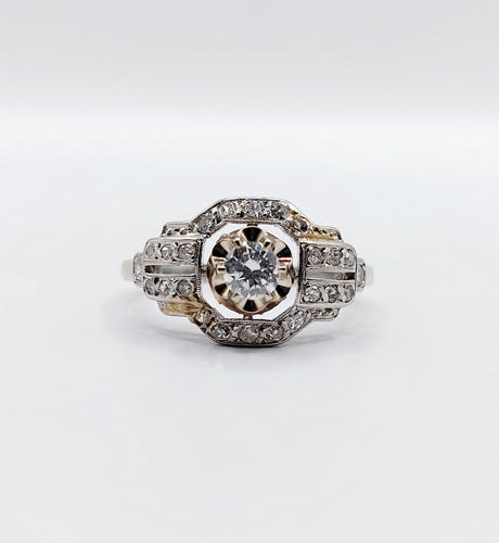 Bague 55 Bague tank Art déco en platine et diamant 0,25 carat (circa 1920) 58 Facettes A06508
