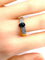 Bague 59 Bague jonc bandeau en or jaune 18 carats, saphir et 28 diamants 58 Facettes AB374