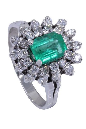Bague 59 BAGUE POMPADOUR ÉMERAUDE ET DIAMANTS 58 Facettes 082781