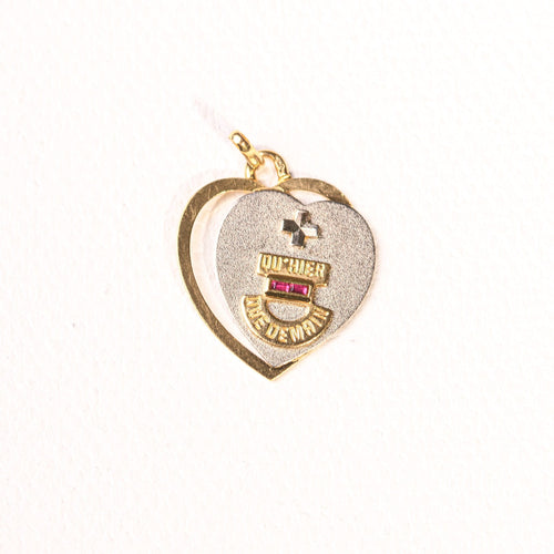 Pendentif AUGIS-Médaille d'amour cœur rubis or jaune or blanc 58 Facettes