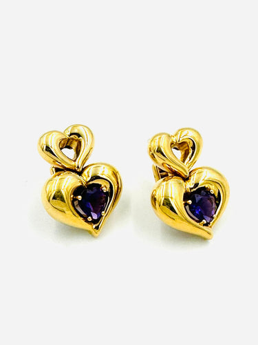 Boucles d'oreilles VAN CLEEF & ARPELS. Boucles d’oreilles or jaune et améthystes 58 Facettes