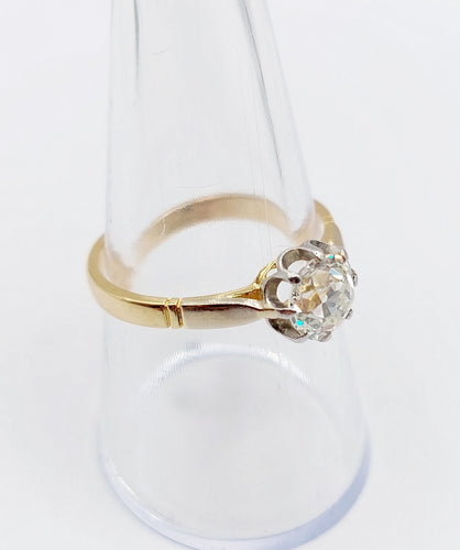 Bague 58 Bague solitaire art deco or jaune diamant taille ancienne 58 Facettes A04994