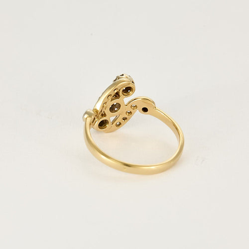 Bague 54,5 Bague en or jaune, or blanc et diamants 58 Facettes LAV1851