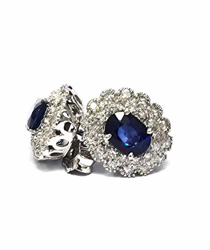 Boucles d'oreilles Boucles d'oreilles en platine avec saphirs et diamants 58 Facettes