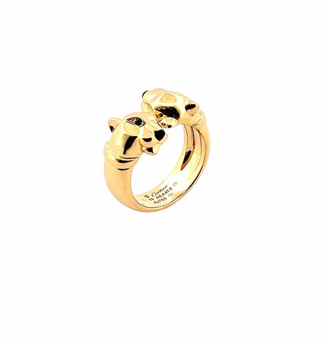 Bague Cartier - Bague Panthère or jaune émeraudes et onyx 58 Facettes