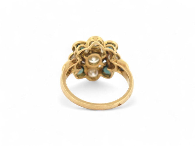 Bague 51 bague marguerite victorienne t51 sertie diamants 1.21ct saphir or jaune 18k 58 Facettes 270500