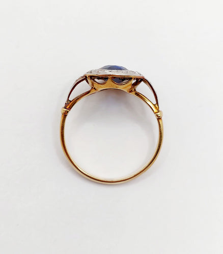 Bague 50 Bague pompadour art deco or rose 18k saphir et diamants taille rose (circa 1910) 58 Facettes A06152