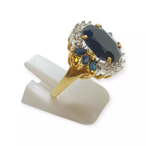 Bague 54 Bague or jaune saphir et diamants 58 Facettes 330070271