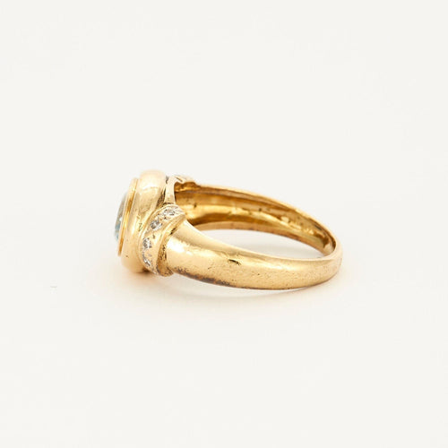 Bague 49.5 Bague jonc or jaune aigue marine et diamants 58 Facettes AB23
