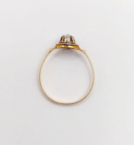 Bague 54 Bague solitaire art deco or jaune 18k diamant taille ancienne 58 Facettes A05903