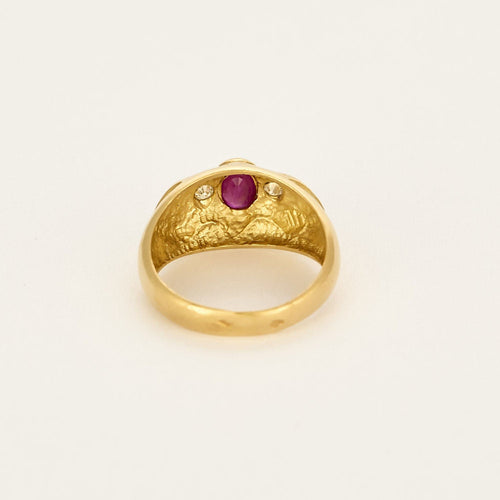 Bague 54 Bague jonc en or jaune, rubis et diamants 58 Facettes AUX1333X2