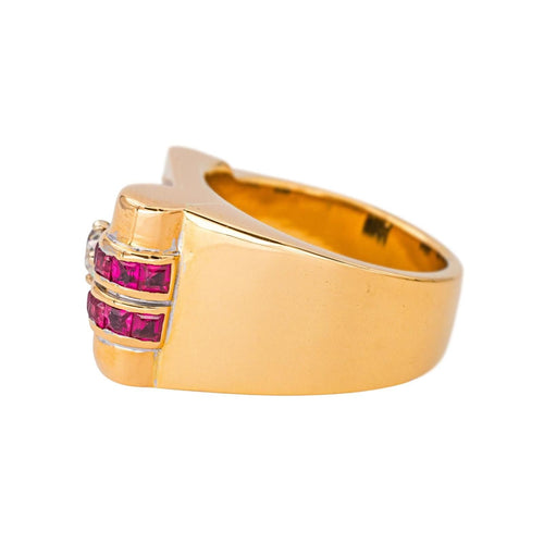 Bague 53 Bague Tank Or rose, Or blanc Diamant, Rubis 58 Facettes 4434484RV
