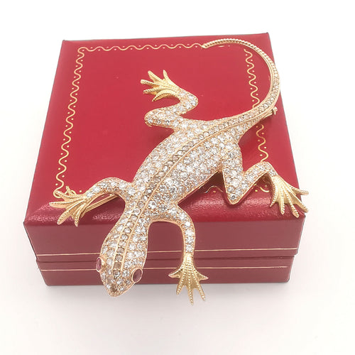 Broche Broche salamandre Or rose Diamants 6.94 ct 58 Facettes