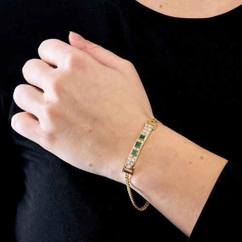Bracelet Bracelet Gourmette Or Jaune, Émeraudes et Diamants 58 Facettes 240 772