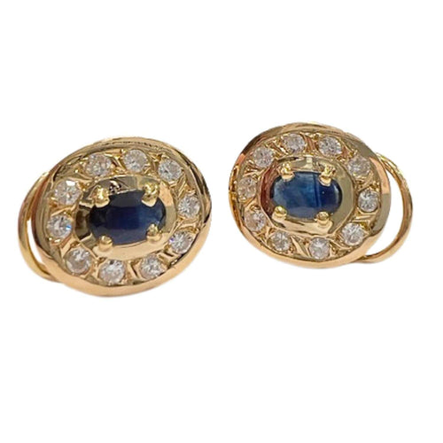 Boucles d'oreilles Boucles d'oreilles de style contemporain du XXe siècle en or 18 carats avec diamants et saphirs 58 Facettes Q290B