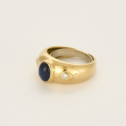 Bague 55 Bague jonc en or jaune, saphir et diamants 58 Facettes COG04412