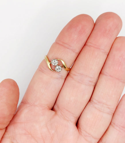Bague toi et moi antique or 18k diamants et monture tourbillon (circa 1900)