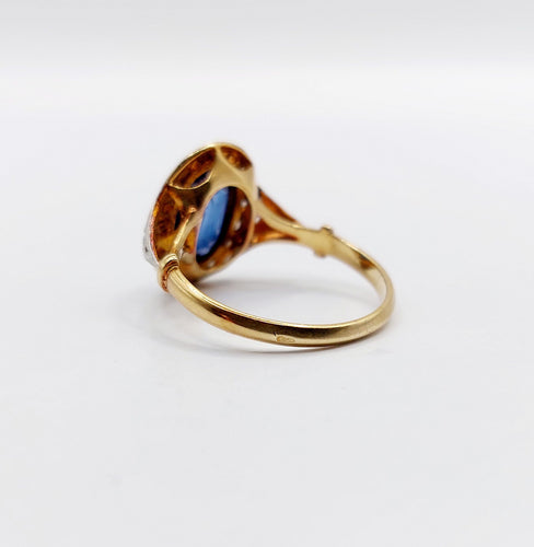 Bague 50 Bague pompadour art deco or rose 18k saphir et diamants taille rose (circa 1910) 58 Facettes A06152