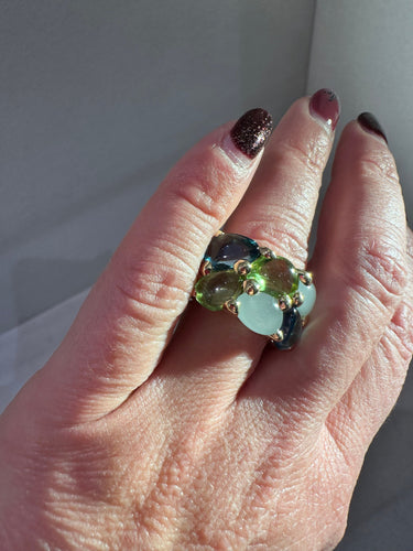Bague 55 POMELLATO - BAGUE "SASSI" TOPAZE PERIDOT AIGUE-MARINE 58 Facettes RÉF 1_0002311/1