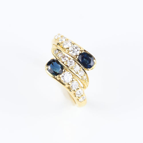 Bague 55 Bague vintage en or jaune 18 carats avec diamants et saphirs 58 Facettes 131144