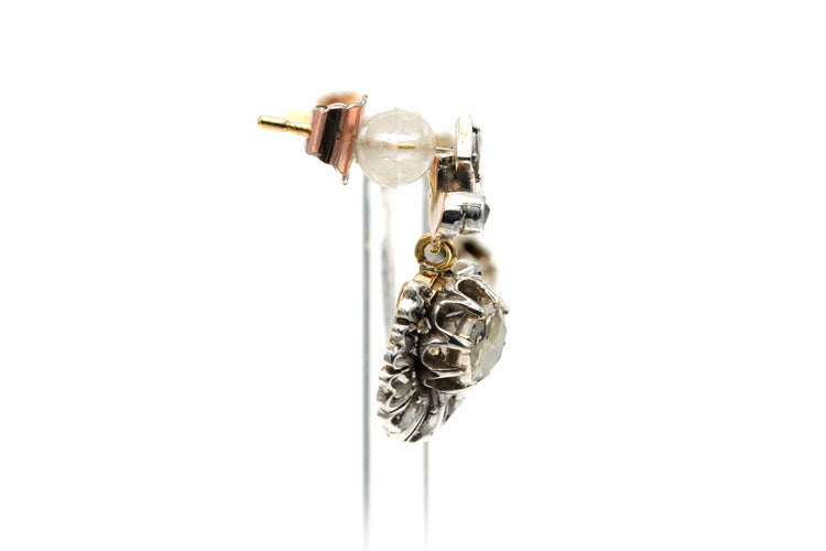 Boucles d'oreilles Boucles d'oreilles Napoléon III en or jaune 18 carats et argent serties de diamants 58 Facettes B790