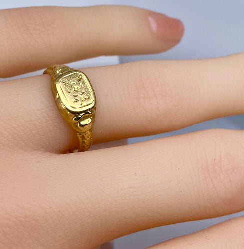 Bague 52 Chevalière en or jaune 18 carats vers 1900 58 Facettes AB664
