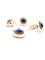 Boucles d'oreilles parure 4 pièces en or jaune 18 carats , saphirs et chrysobéryls bleus oeil de chat 58 Facettes