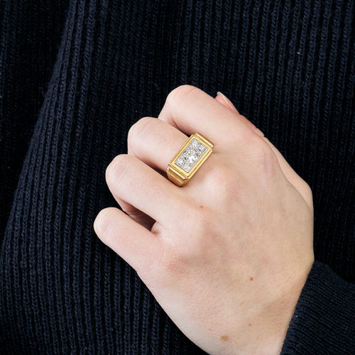 Bague 58.5 Bague Tank or blanc et jaune et diamant 58 Facettes 250018